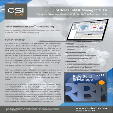 CSI Role Build & Manage 2014 | PDF