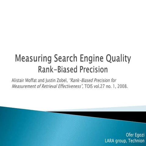 IR Evaluation using Rank-Biased Precision