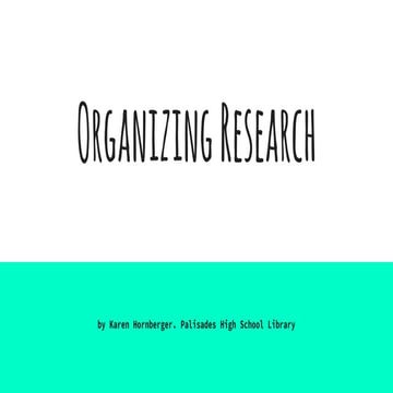 Organizing Articles for Research