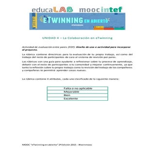 Rúbrica de evaluación P2P - UNIDAD ...