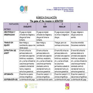 Rúbrica the game of invasion in scr...