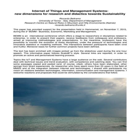 IoT and Management Systems: new dimensions for research and didactics towards...