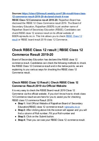 Rbse class 12 commerce result 2019 20 declared check it now