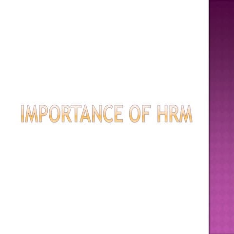 Importance of hrm