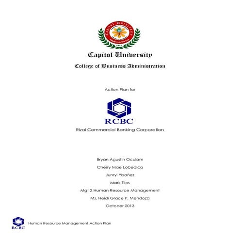 Human Resource Action Plan (Rizal Commercial Banking Corporation)