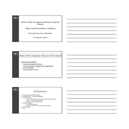 Board Skills for Sport – the role of the company director and the board