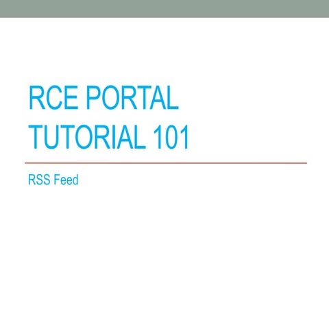 Rce portal tutorial 101   rss feed