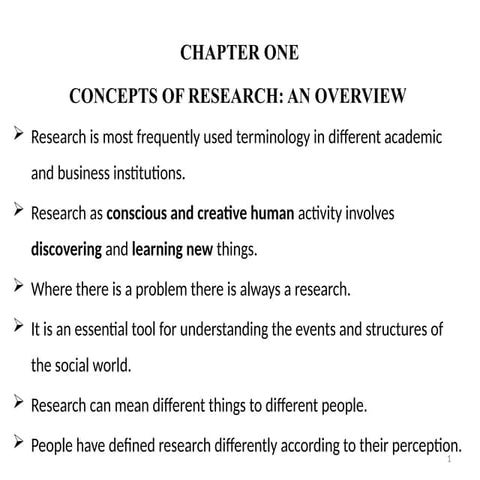 Chapter one: Introduction to research Methodologies