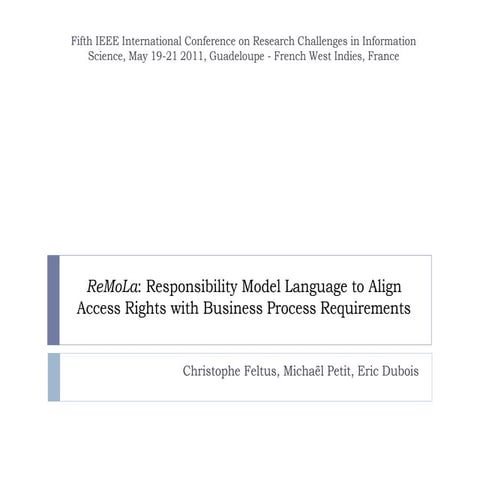ReMoLa: Responsibility Model Language to Align Access Rights with Business Pr...