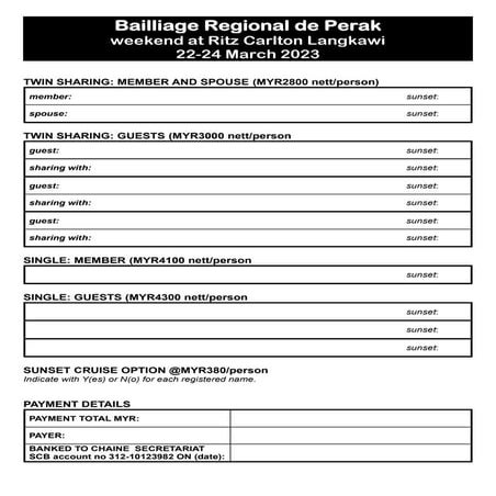 Ritz-Carlton Langkawi - Chaine Perak Event Registration