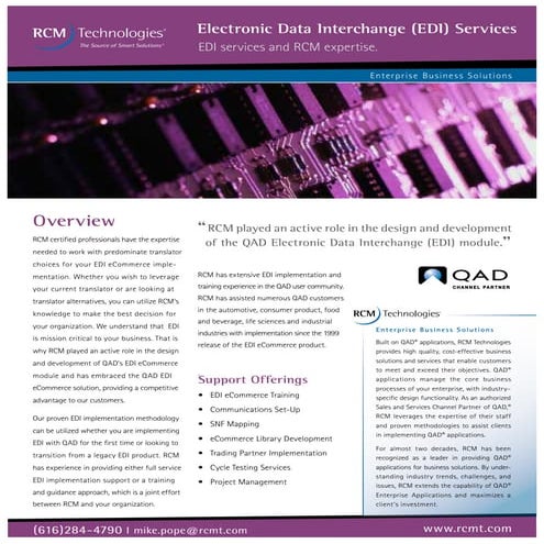 RCM QAD EDI services
