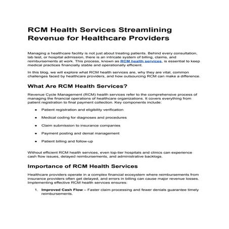 Healthcare Revenue Cycle Management: A Complete Guide | PDF