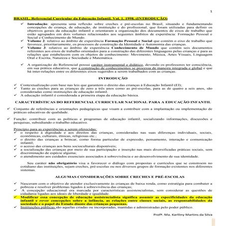 Referencial curricular nacional para a educação infantil | PPTX
