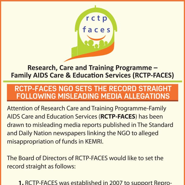 Research, Care and Training Programme – Family AIDS Care & Education Services...