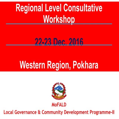 Regional Level Consultative Workshop of Western Region (LGCDP-II)
