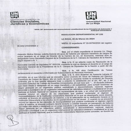 Diego Molina Gómez: Resolución de Universidad de La Rioja