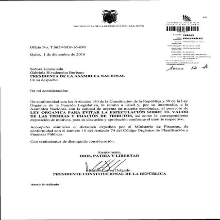 PROYECTO DE LEY ORGÁNICA PARA EVITAR LA ESPECULACIÓN SOBRE EL VALOR DE LAS TI...