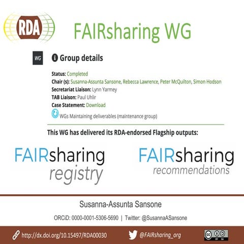 FAIRsharing for RDA Funders Forum