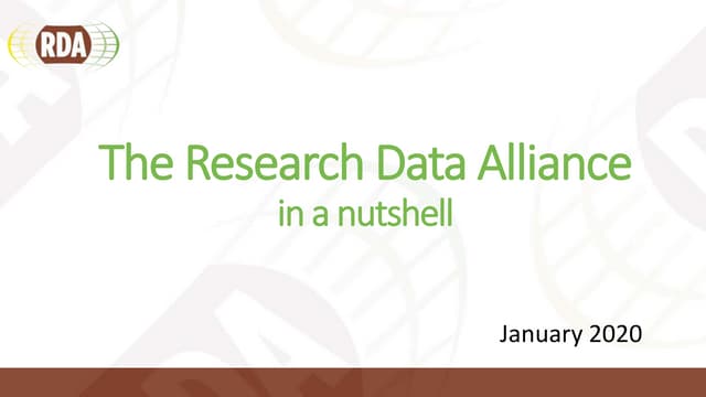 RDA in a Nutshell - January 2020