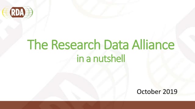 RDA in a Nutshell - October 2019