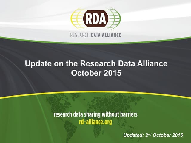 Research Data Alliance Member Statistics October 2015