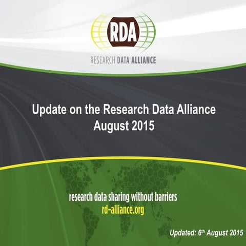Research Data Alliance Member Statistics August 2015