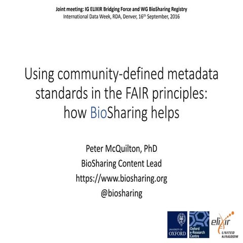 Using community-defined metadata standards in the FAIR principles: how BioSha...