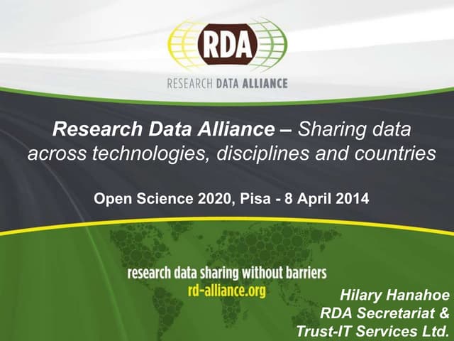 Research Data Alliance .. The Why, How, What ... 