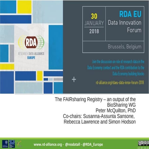 RDA Data Innovation Forum: FAIRsharing.org, an output of the joint RDA/Force 11 BioSharing WG