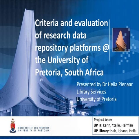 Criteria and evaluation of research data repository platforms @ the Universit...