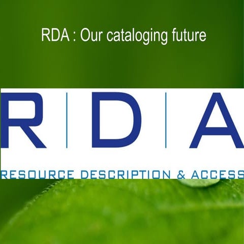 RDA presentation for TS department meeting