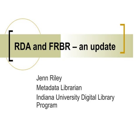 RDA and FRBR — an update