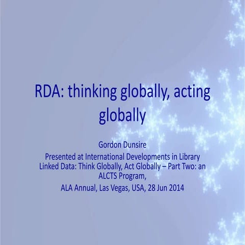 RDA: thinking globally, acting globally