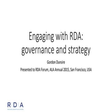 Engaging with RDA: governance and strategy