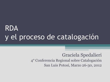 RDA y el proceso de catalogación