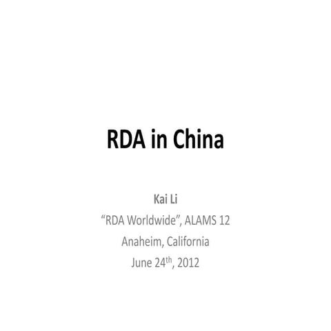 RDA in China
