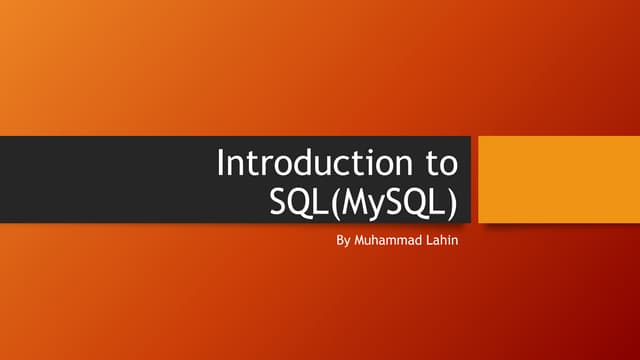Introduction to SQL | PPT