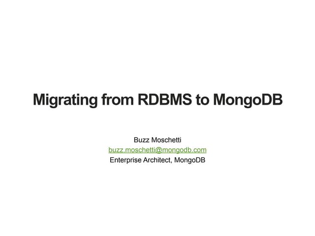 Migrating from RDBMS to MongoDB
