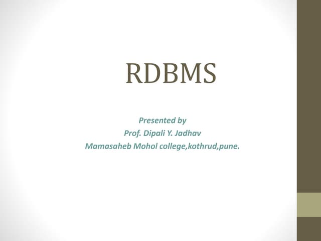 Rdbms chapter 1 function