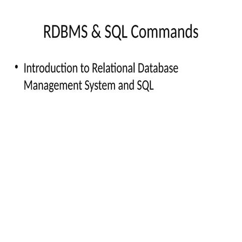 Introduction to rdbms (sql) | PPTX