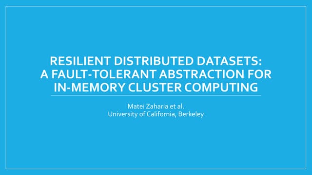 Resilient Distributed Datasets | PDF