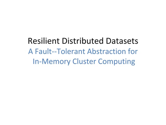 BDAS RDD study report v1.2