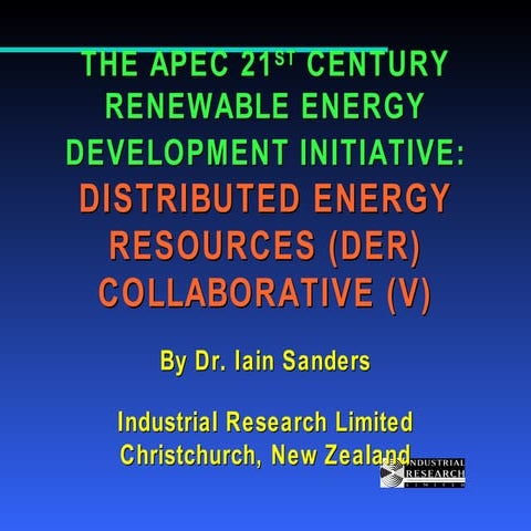 International Collaboration for the Development of Distributed Energy Resources