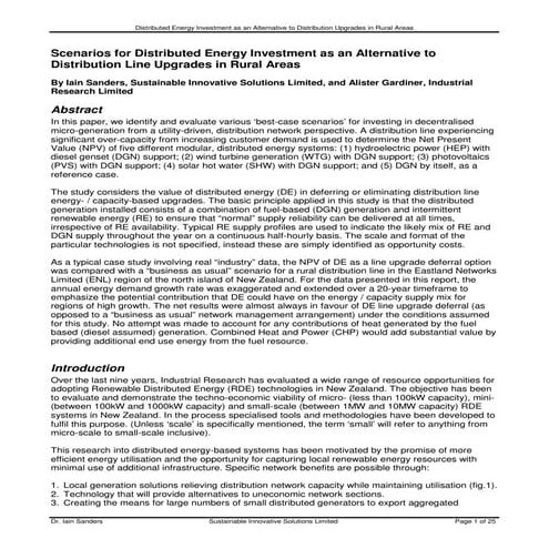 Line Upgrade Deferral Scenarios for Distributed Renewable Energy Resources