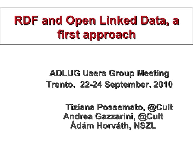 RDF and Open Linked Data, a first approach