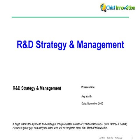 R&D Research & Development Strategy & Management | PDF