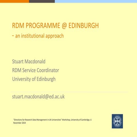 RDM Programme @ Edinburgh 