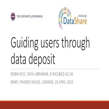 Guiding users through data deposit