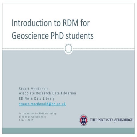 Introduction to RDM for Geoscience PhD Students
