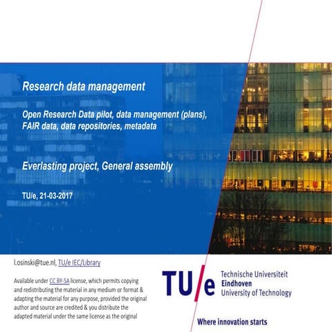 Research data management : Open Research Data pilot, data management (plans),...
